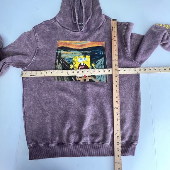 Nickelodeon SpongeBob Squarepants Women's Hoodie Size L Acid Wash Purple - Picture 9 of 10